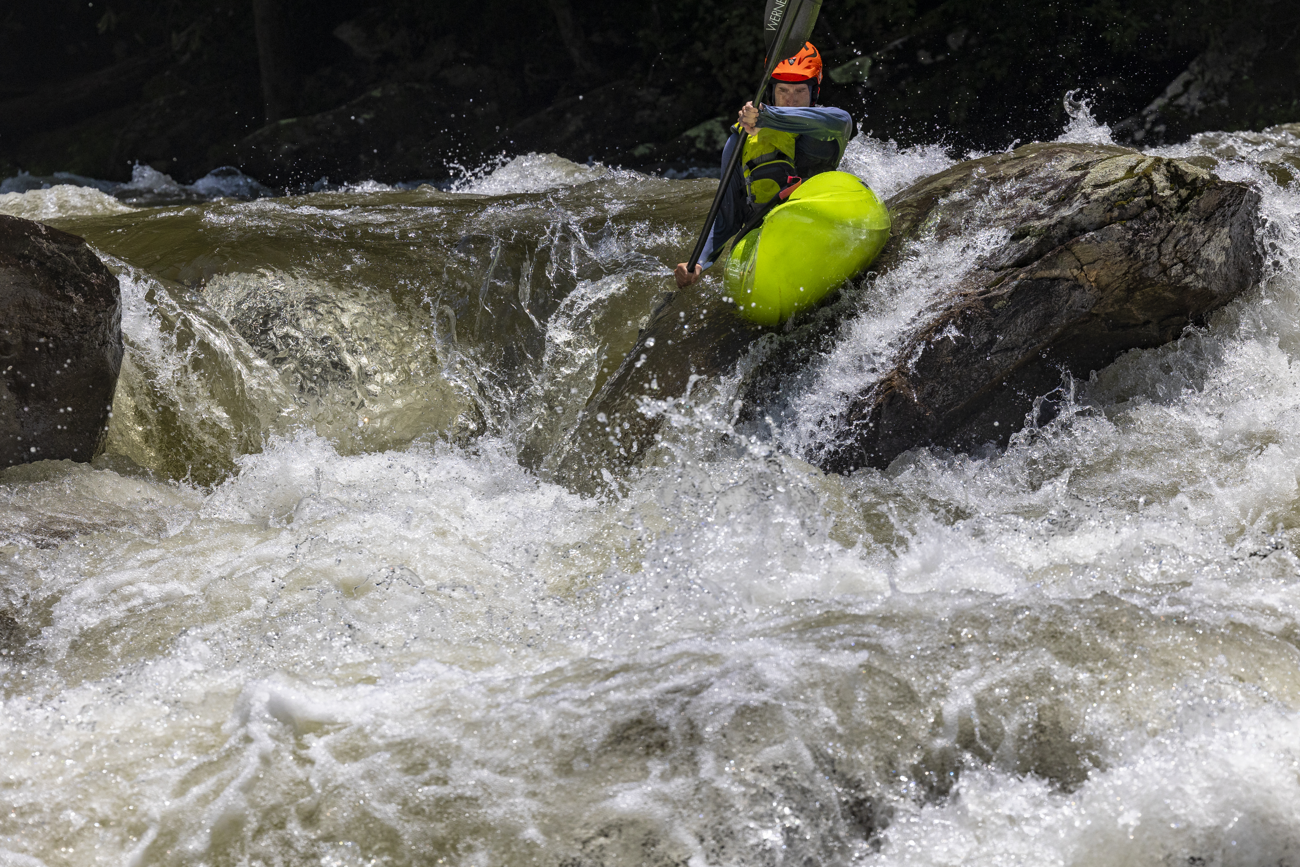 Eric Swanson kayaking Bear Creek Falls